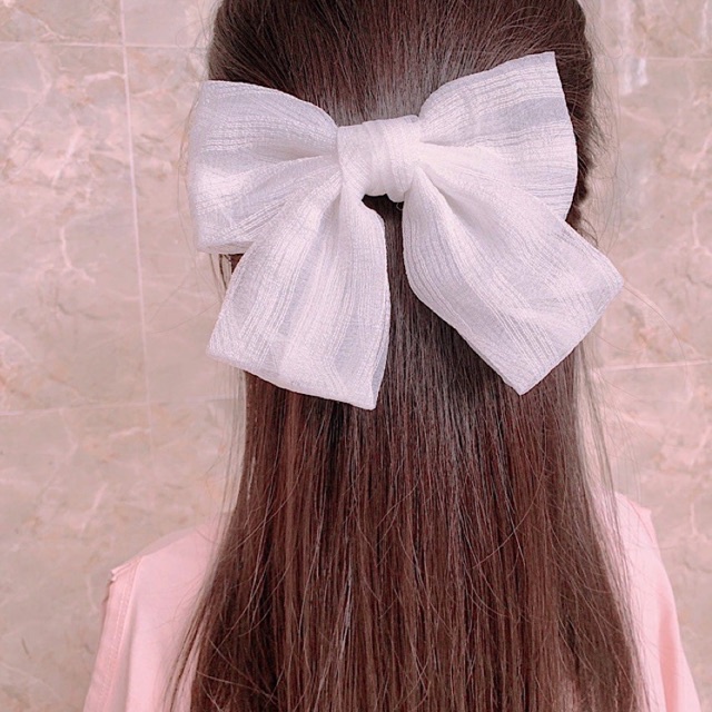 kẹp tóc nơ bản to vải tơ Óng xinh xắn phong cách Hàn quốc