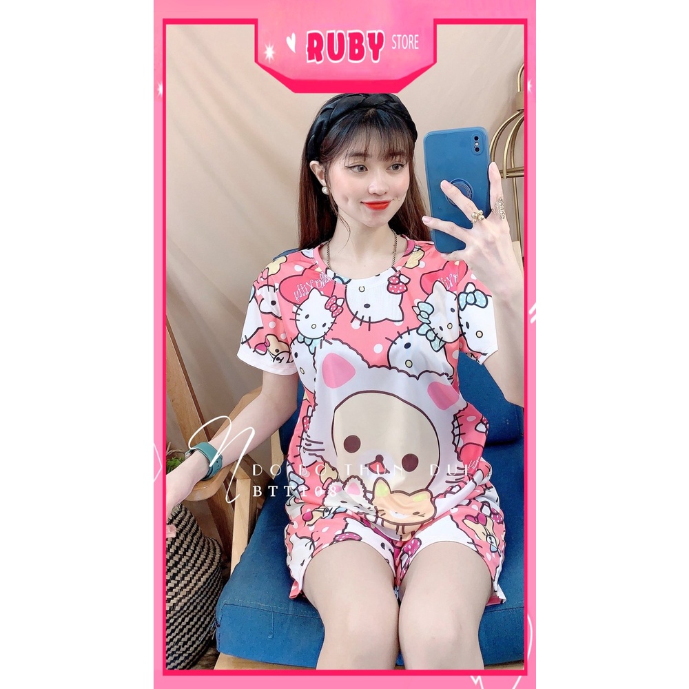 Đồ bộ nữ mặc nhà chất thun mềm mát in hình hoạt hình dễ thương BTT108