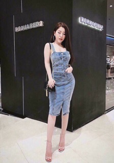 Đầm Jean Nút Combo