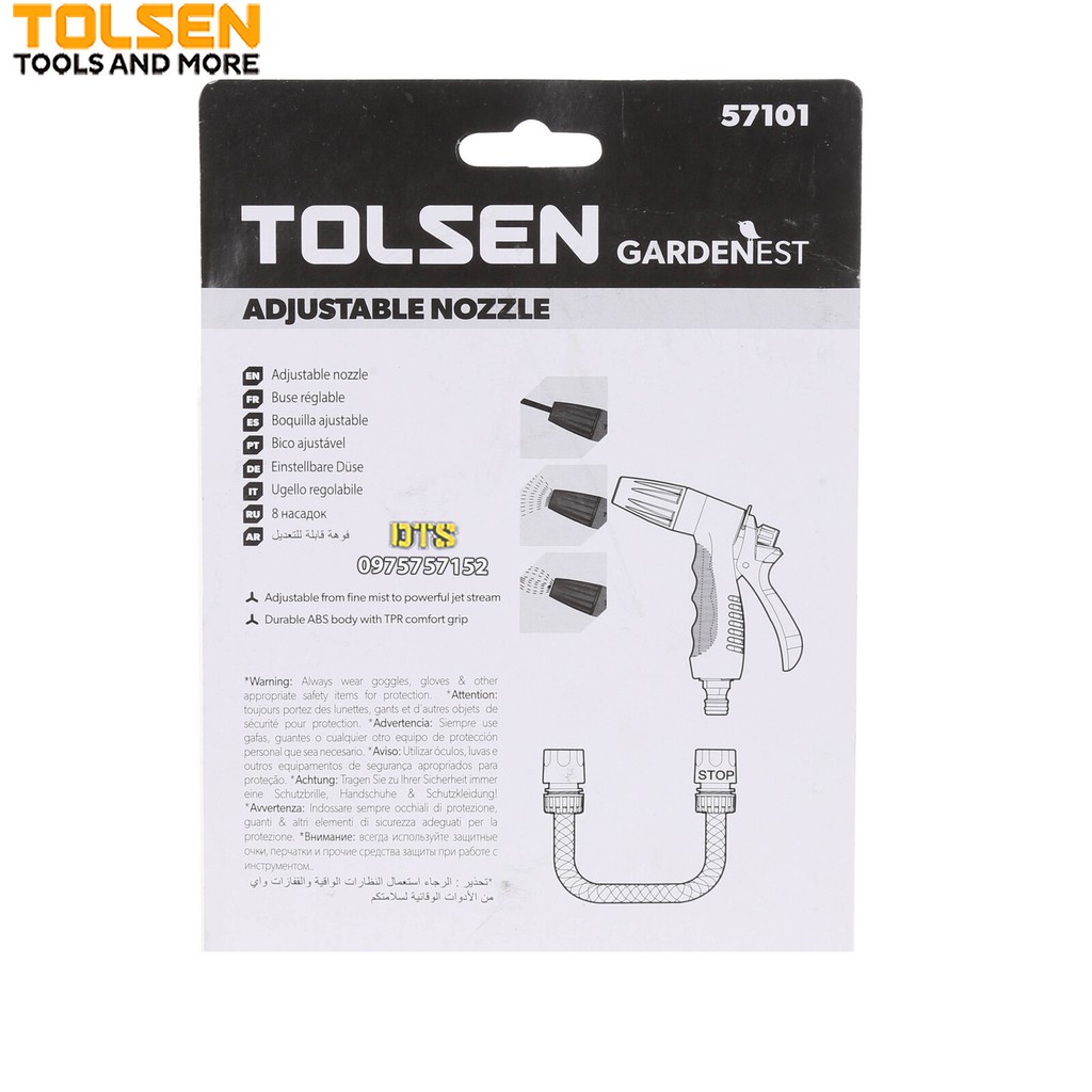 Vòi xịt rửa xe, vòi phun nước 1 tia tăng áp lực nước  TOLSEN, nhựa cao cấp ABS - Tiêu chuẩn Châu Âu