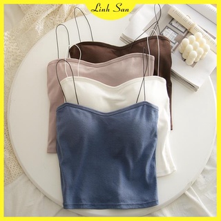 Áo bra cotton co giãn 2 dây mảnh dáng lửng 2055 t