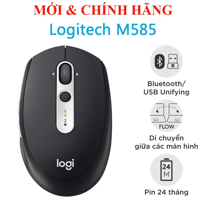 Chuột không dây Bluetooth Logitech M585 - USB Unifying, 5 nút lập trình, đa thiết bị