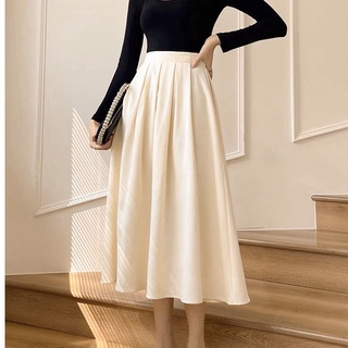 Chân váy midi dáng dài phối lưng chun_chân váy xếp ly A14