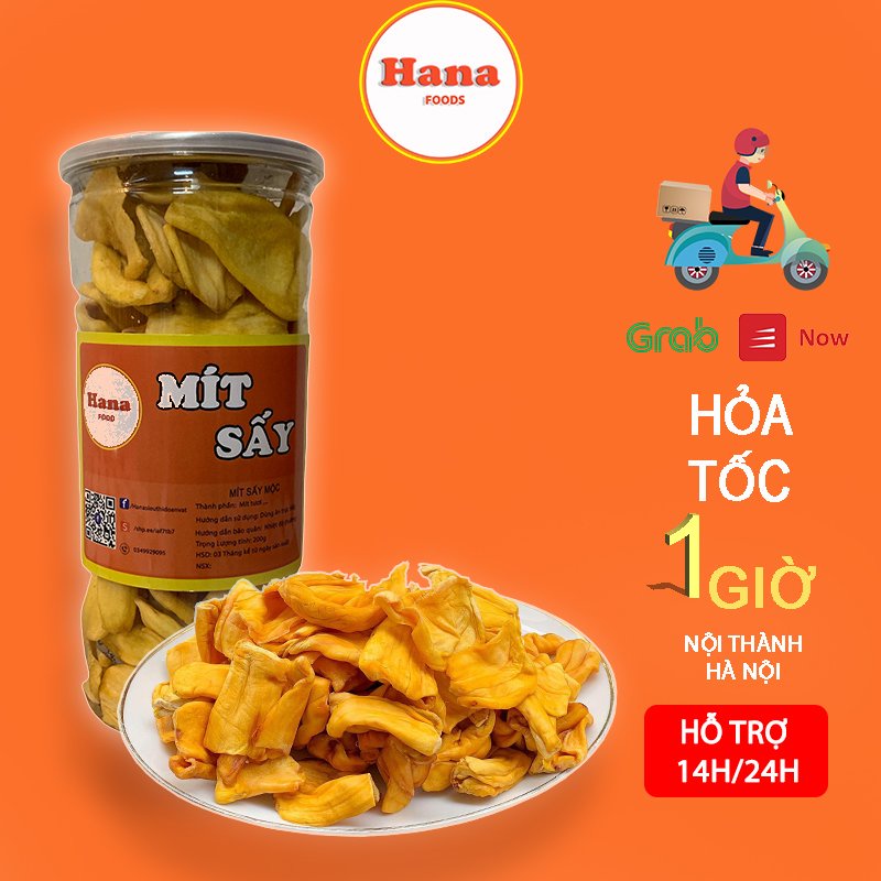 Mít sấy mộc hộp 200g - Mít thái sấy giòn ,đồ ăn vặt [ Hana Food ]