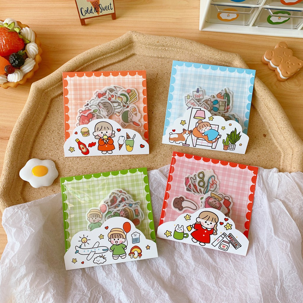 Sticker dán sổ, hình dán trang trí cute cô gái đa phong cách