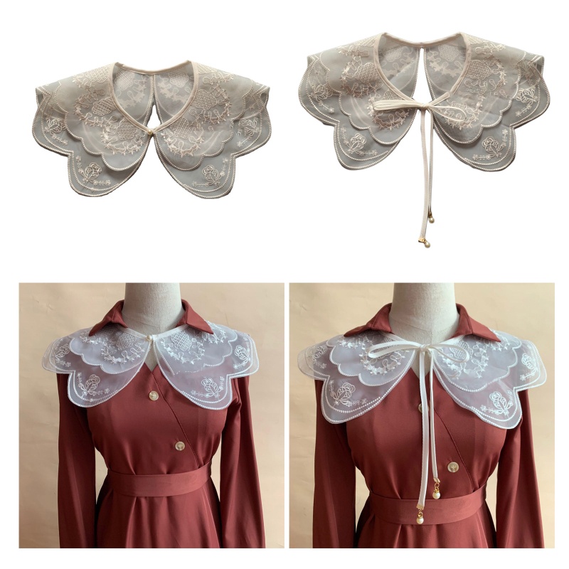 Cổ Áo Giả Thêu Họa Tiết Phong Cách Hán Phục Xinh Xắn