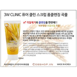 Sữa rửa mặt cám lúa mạch Hàn Quốc 3W Clinic Brown Rice Foam Cleansing (180ML)