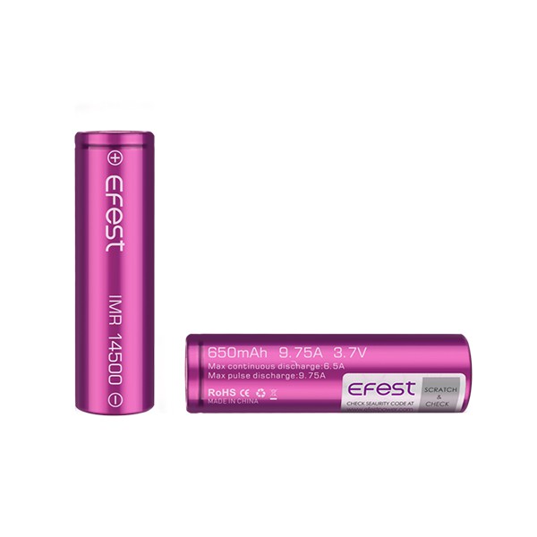 Pin sạc Efest IMR 14500 650mAh 9.75A