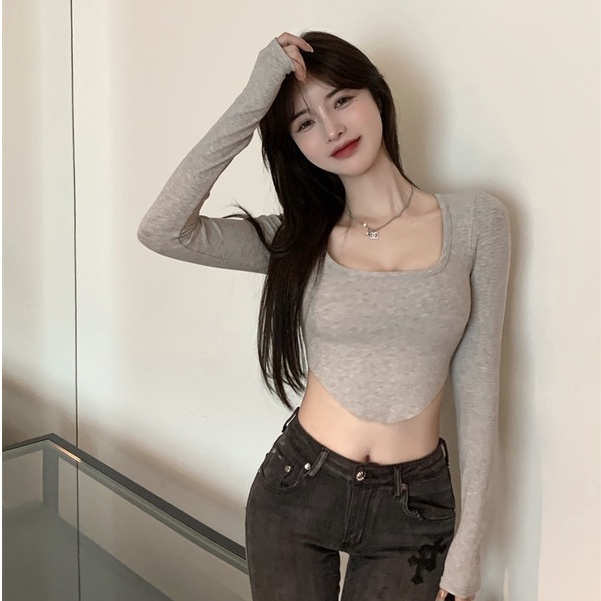 QADCOL Áo dệt kim tay dài thời trang xinh xắn đáng yêu tùy chọn màu sắc dành cho nữ