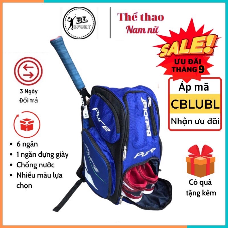 Balo đựng vợt cầu lông, tenis Wilson, Babolat, Head 7 ngăn, chống nước, có khoá kéo hàng cao cấp kèm quà tặng (Ảnh thật)