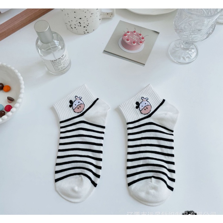 Set 5 đôi tất nữ vớ nữ con bò sữa ngộ nghĩnh đáng yêu chất siêu mềm mịn Cami.makeup TNX04