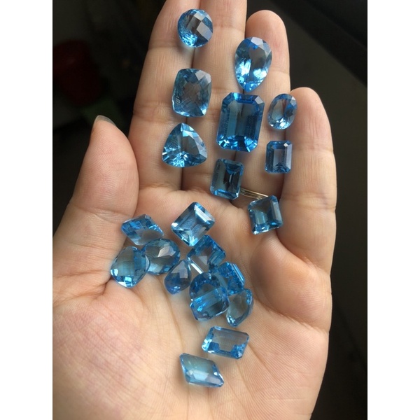 Topaz xanh dương lên trang sức đủ size