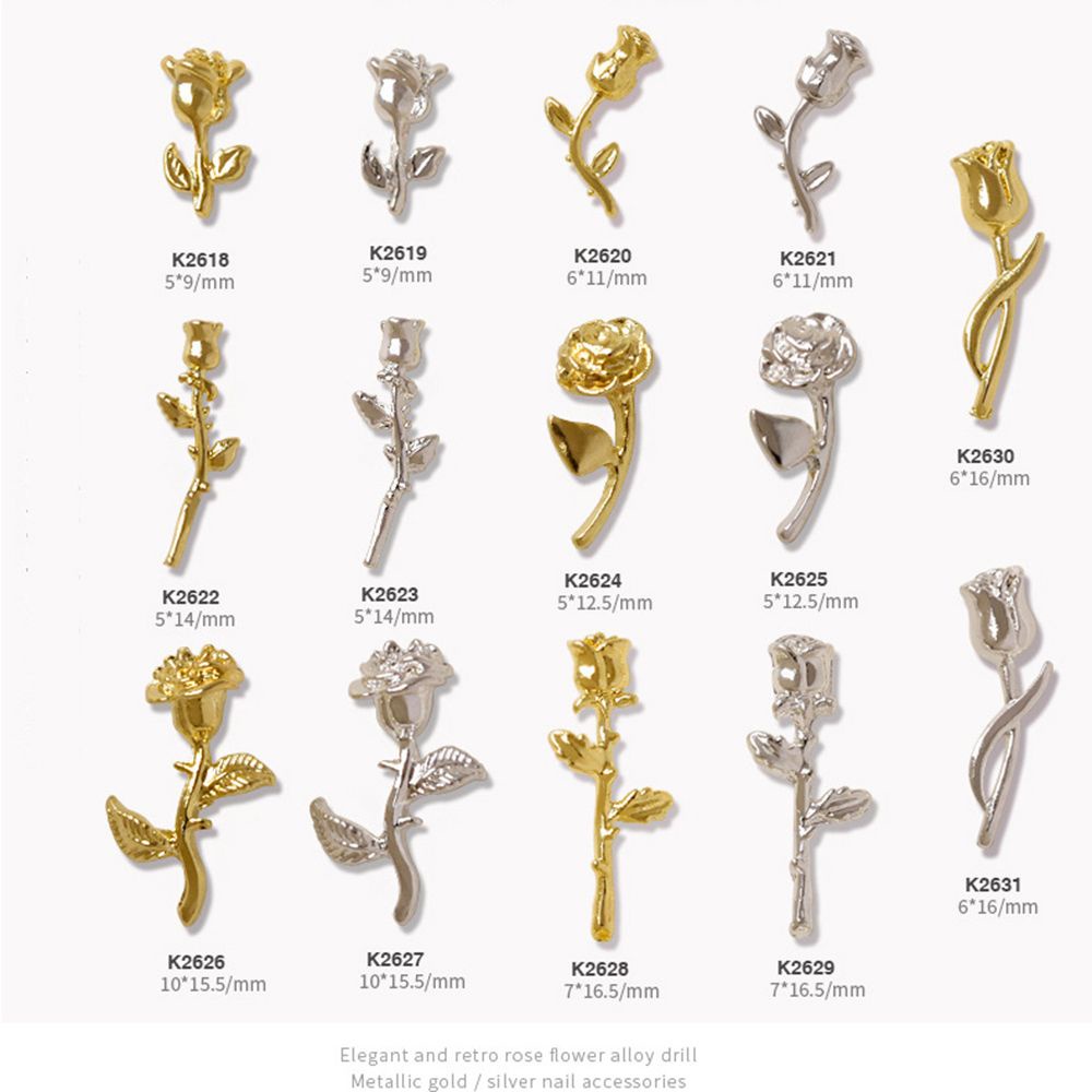 [Hàng mới về] Phụ kiện trang trí móng tay hình hoa hồng 3D bằng hợp kim sang trọng cho nữ