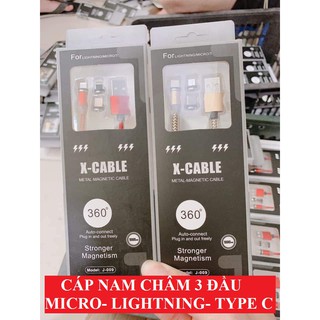 Cáp sạc nam châm 3 đầu IP- MICRO- TYPE C sam sung/ oppo