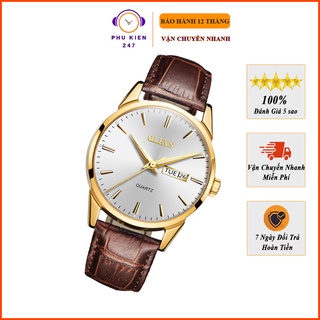 Đồng Hồ Nam OLEVS, Đồng Hồ Nam Dây Da Cao Cấp Chống Nước Chống Xước, Kiểu Dáng Trẻ Trung, Lịch Thứ và Ngày, Kim Dạ Quang