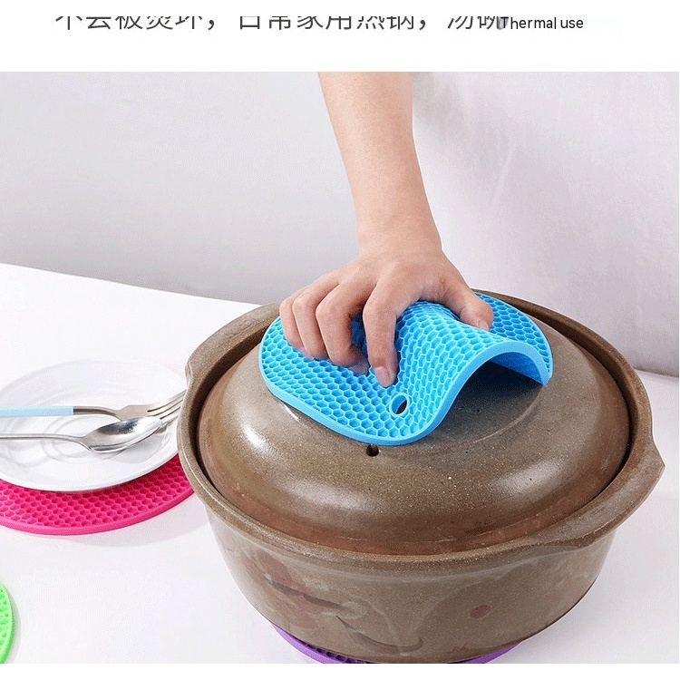 Miếng Lót Nồi Silicone Cách Nhiệt Chống Trượt Chống Bỏng Hình Tổ Ong Tròn Chịu Nhiệt Độ Cao Dễ Vệ Sinh