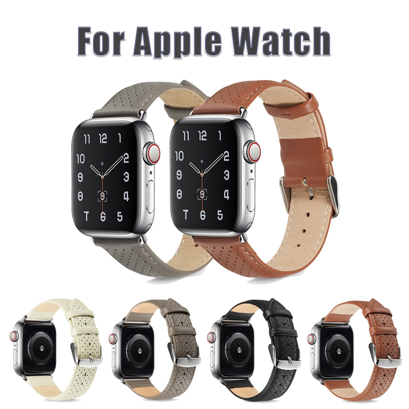 Dây da cá sấu thoáng khí cho đồng hồ Apple 38mm 42mm 40mm 44mm Series 6 SE 5 4 3 2 1