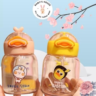 Bình nước con vịt cho bé, bình cute,dễ thương đủ màu sắc có kèm ống hút RABIT,S HOUSE