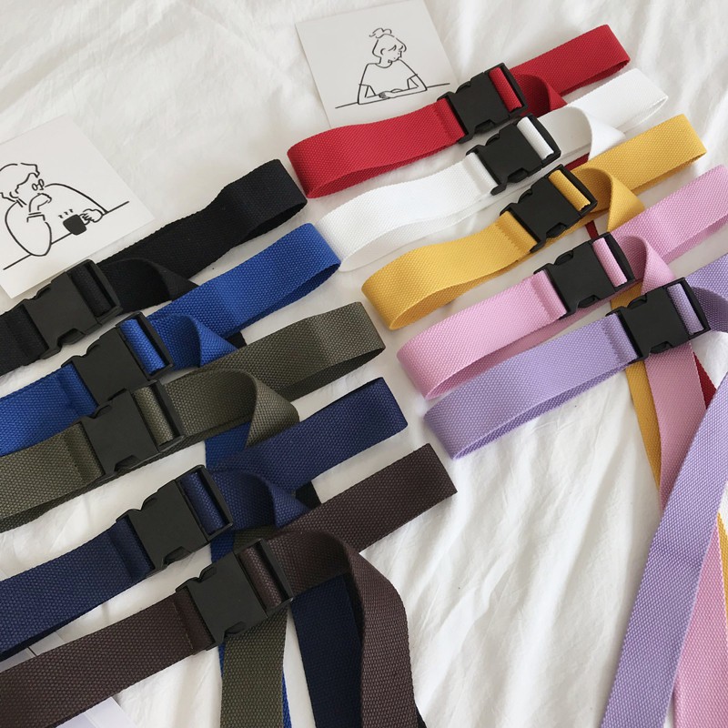 [Spot] Thắt Lưng Canvas 22520 Khóa Nhựa Nhiều Màu Sắc Có Thể Điều Chỉnh Cho Cặp Đôi