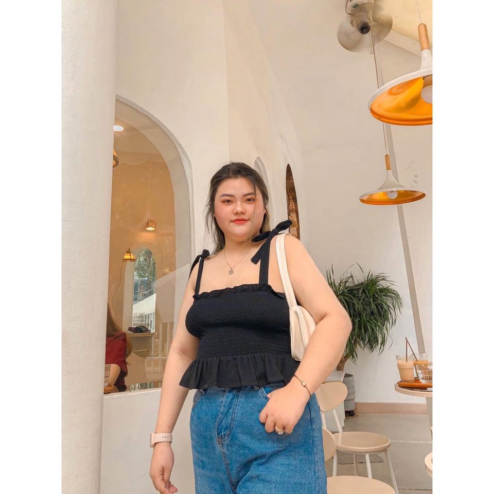 Áo croptop nơ lưng, thiết kế nhúng smocking co giãn DOKESI (có bigsize) - Bowie Top