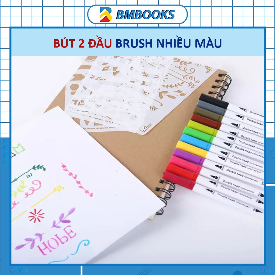 Bút màu brush 2 đầu sáng tạo tiện dụng viết calligraphy màu sắc rực rỡ tùy chọn BMBooks