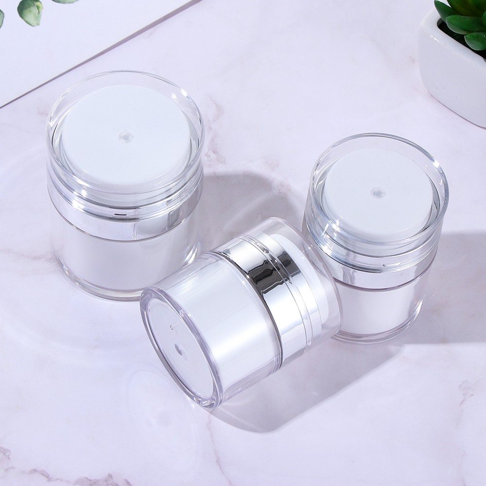 DIACHA Multi-size Lotion Container Makeup Tool Acrylic Cans Vacuum Bottle Portable Empty Travel Size Refillable Travel Cream Airless Sample Vials Press Cream Jar