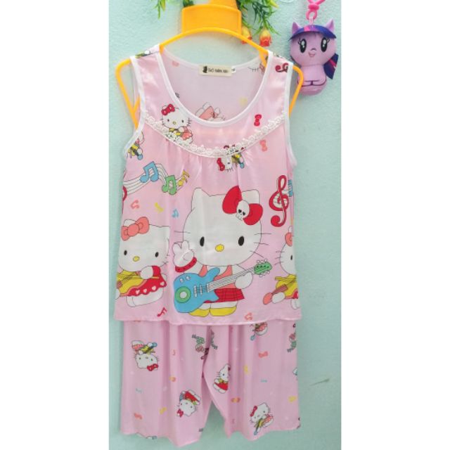 Bộ tone bé gái bông chân mèo kity hồng sise 5 cho bé từ 13kg-15kg