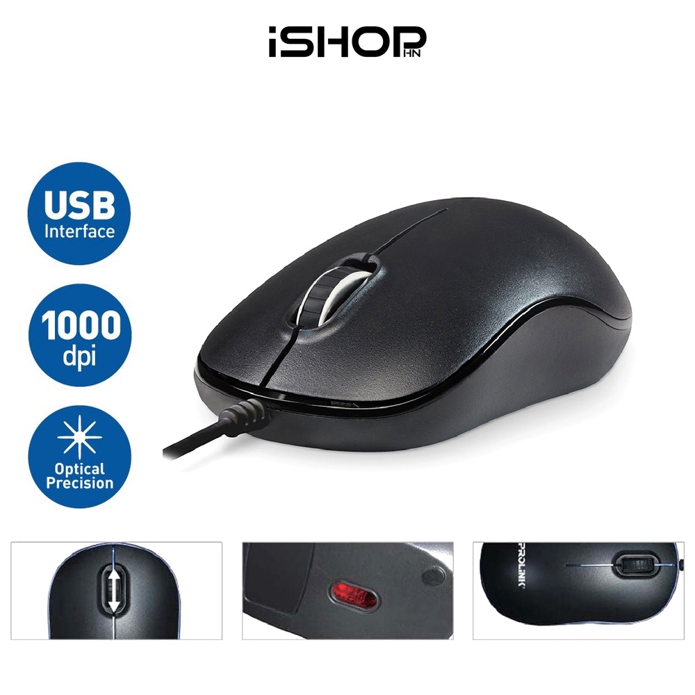 Chuột máy tính có dây Prolink PMC1006 thiết kế nhỏ gọn, ôm tay, giá rẻ