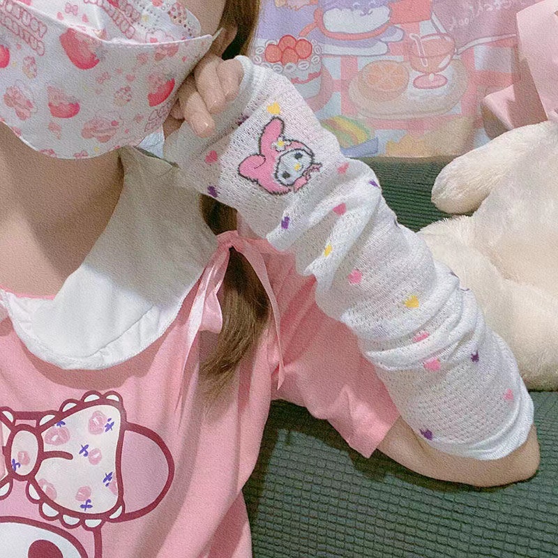Tay Áo Chống Nắng Ren Lưới Hoạt Hình Hello Kitty Xinh Xắn