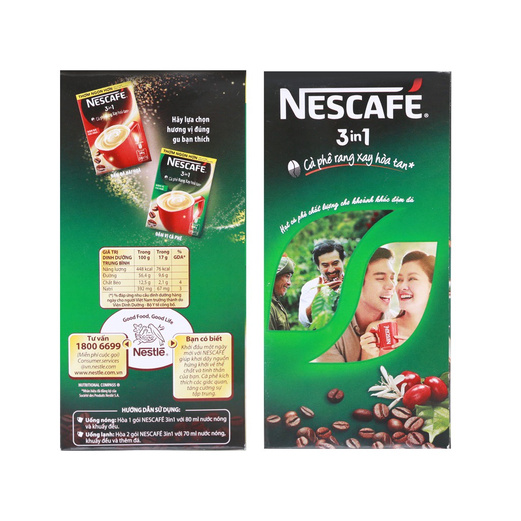 Cà Phê Rang Xay Hoà Tan Nescafe 3 In 1 340g (20 Gói)