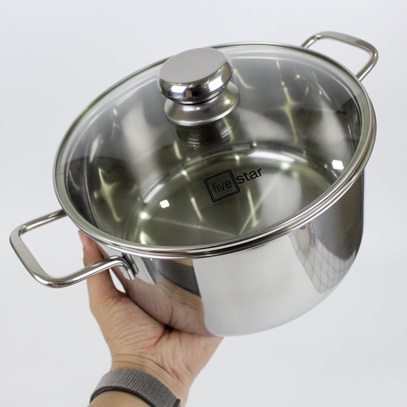 Bộ 3 Nồi Inox 3 Đáy Nắp Kính Fivestar FS06CG