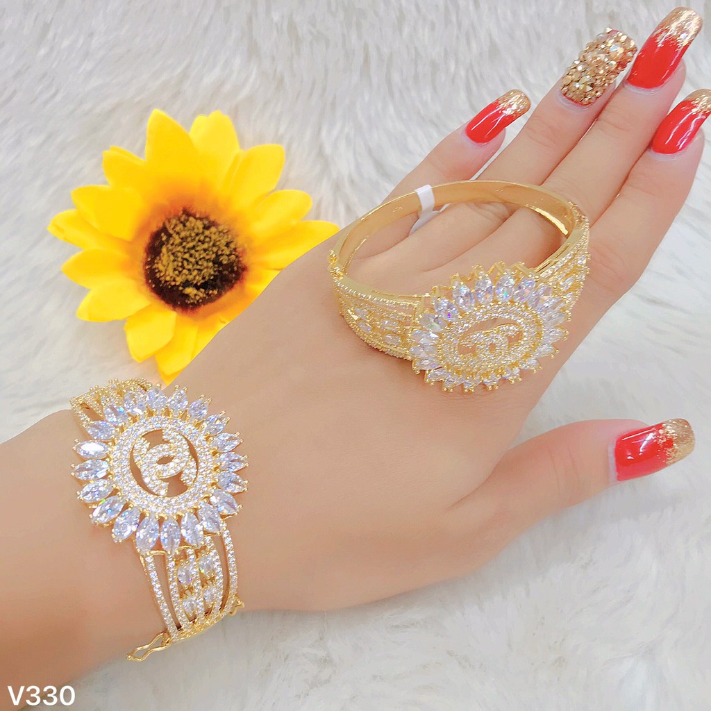 Vòng tay nữ UHA, lắc tay bền màu thiết kế cao cấp sáng lấp lánh