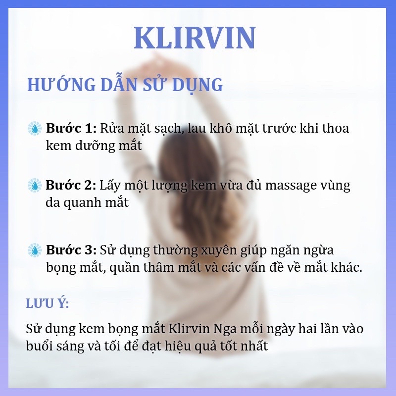 Kem giảm thâm mắt Klirvin Nga-  kem mờ thâm, xoá nếp nhăn mắt