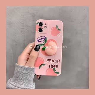 Ốp Lưng iphone Gắn Mochi Đào Cạnh Vuông iPhone 6 đến 11 Promax Dễ Thương