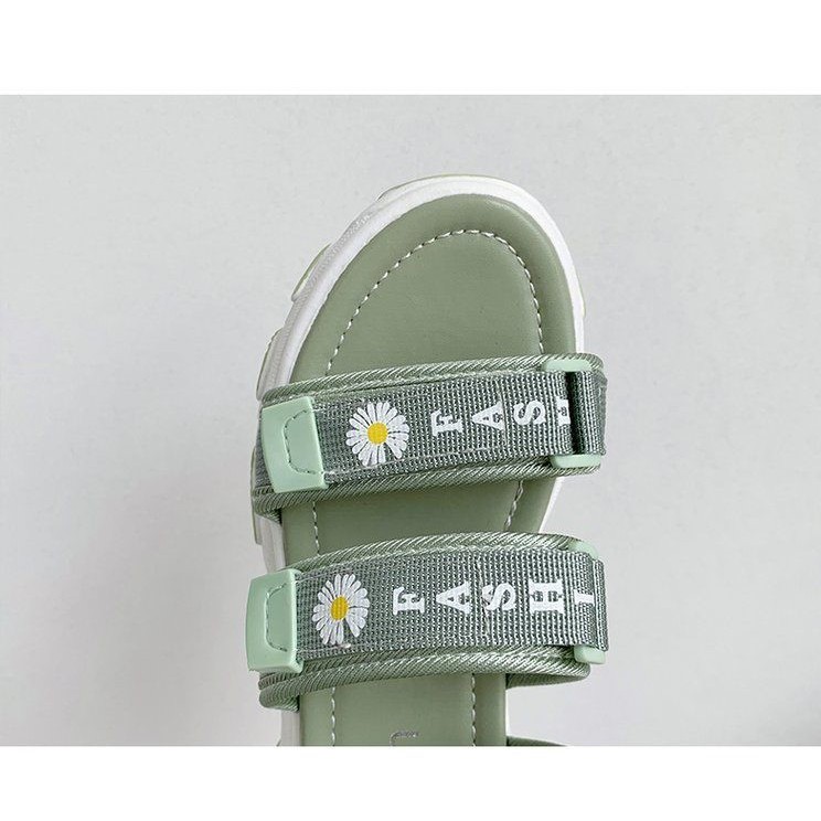 Dép xăng đan (sandal) nữ độn đế 3cm thời trang hàn quốc ulzzang cực hot 3 quai in hoa cúc dễ thương TH-22