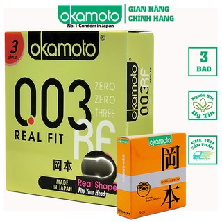 Bao Cao Su Siêu Mỏng Co Giãn Gấp Đôi Okamoto 0.03 Real Fit