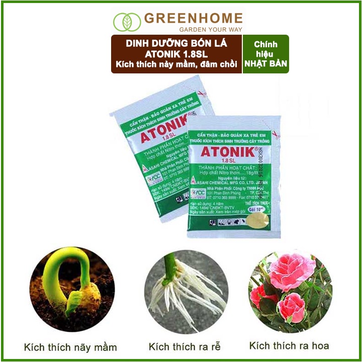 Bộ 5 Chế phẩm kích thích sinh trưởng cây trồng Atonik, gói 10ml,  chuyên hoa Lan, hoa Hồng, cây cảnh |Greenhome