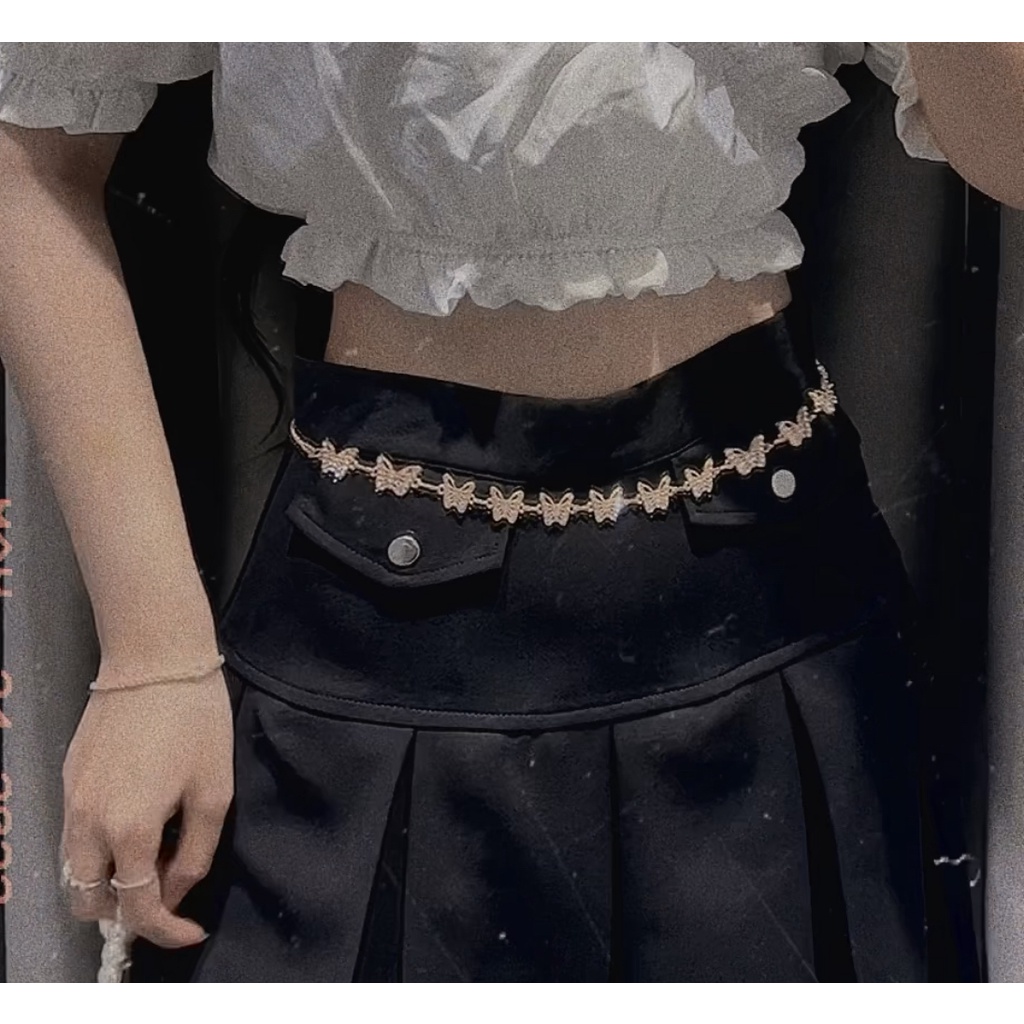 THE FANCE | Thắt lưng xích phối ngọc nhân tạo cá tính độc lạ PEARK BELT CHAIN