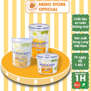 Hộp nhựa đựng thức ăn trong suốt, chia thức ăn bảo quản thực phẩm tủ lạnh tròn 500ml, 750ml, 1000ml Song Long