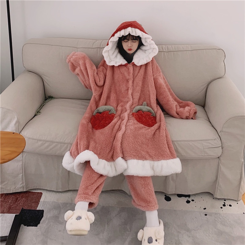 {Nightgown} Đầm Ngủ Ngủ Lông Cừu San Hô Dày Dặn Dáng Dài Mùa Đông Cho Nữ Cỡ Lớn 2021 Plus mm----&-**- | BigBuy360 - bigbuy360.vn