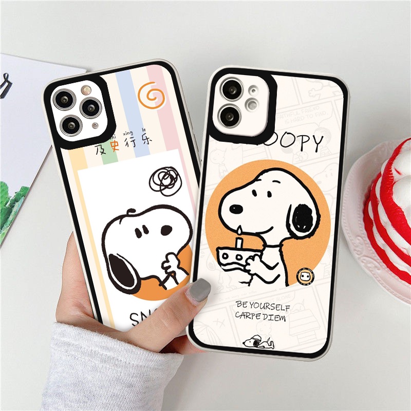 Ốp lưng iphone viền vuông chú chó snoopyy dễ thương dành cho iphone 6/6s/7/7plus/X/Xsmax/11/11promax/12/13promax