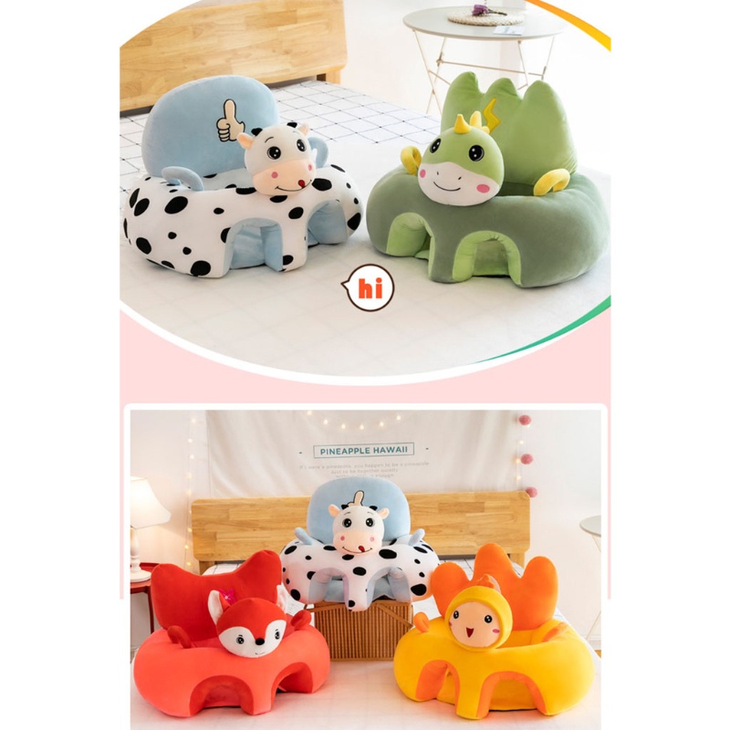 Vỏ Bọc Đệm Ghế Ngồi Bằng Vải Bông Hình Động Vật Đáng Yêu Cho Bé