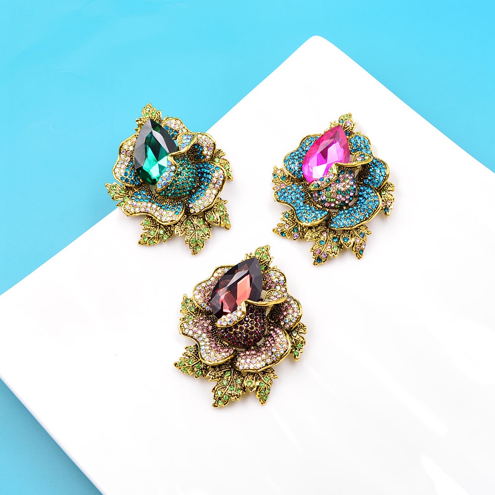 Ghim Cài Áo Hình Hoa Lớn Đính Đá Thời Trang