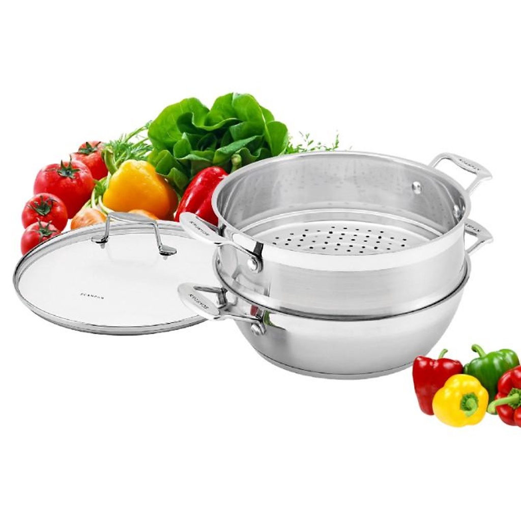 Chảo inox kèm xửng hấp Scanpan Impact 28cm 71122810