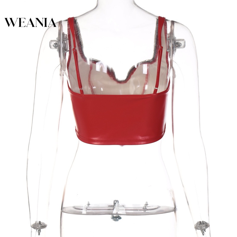 Áo Tank Top Cổ Chữ V Chất Liệu Da PU D0323