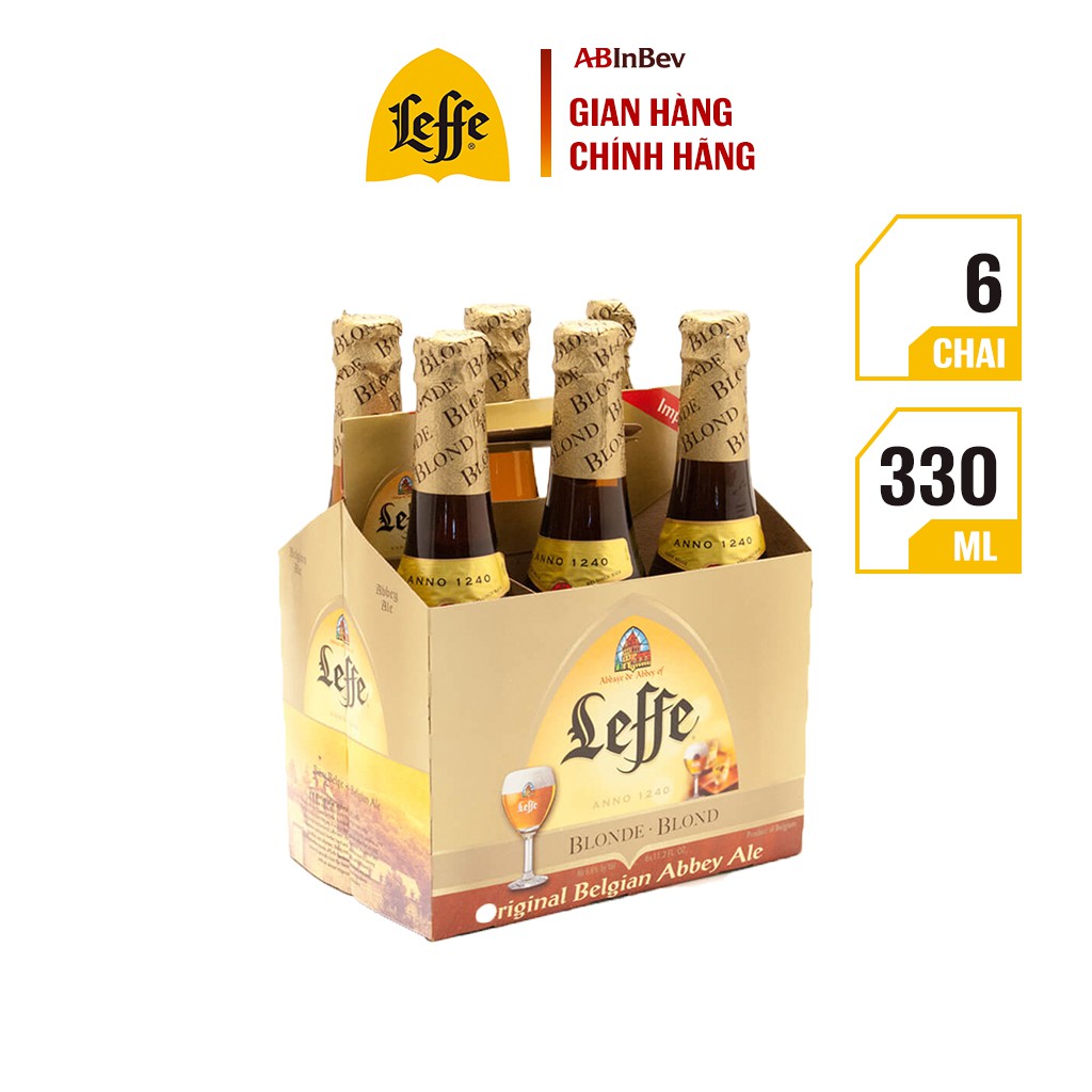 Lốc 6 Chai Leffe Blonde (Leffe Vàng) Thượng Hạng - Bia Nhập Khẩu