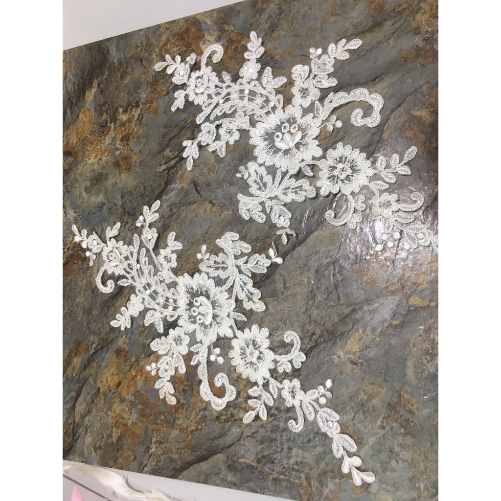 Cặp ren bông đối cao cấp RB170509 dùng may váy đầm thời trang, váy cưới, làm đồ decor trang trí, đồ lót, váy ngủ