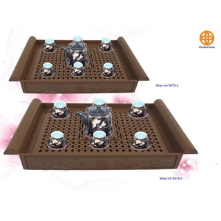 khay trà giả gỗ 2 lớp