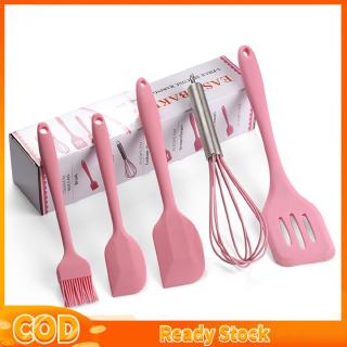 ❥READY STOCK❥ 5Pcs/Set Silicone Cooking Tool Sets Egg Beater Spatula Oil Brush Kitchen Tools Utensils Kitchenware with Box kinostar