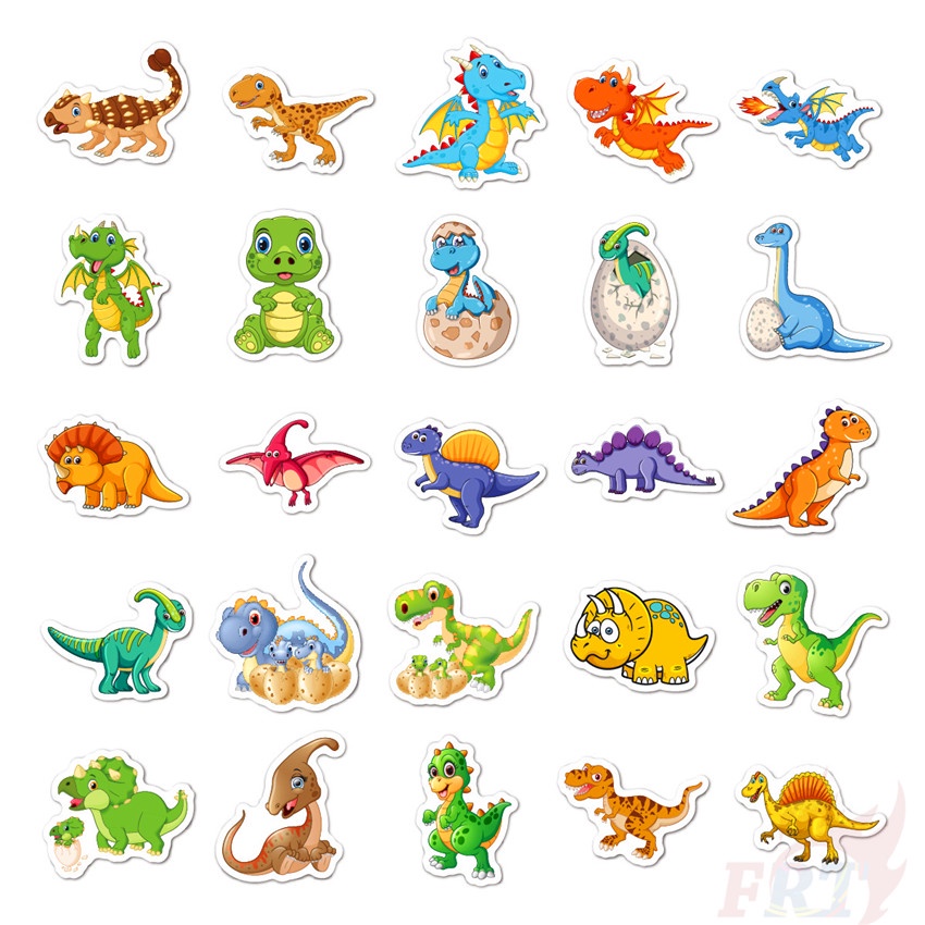 Set 50 nhãn dán in họa tiết khủng long dùng trang trí cho sổ tay/ máy tính/ ván trượt/ hành lý thủ công vui nhộn cho bé